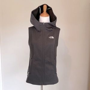 The North Face Gray Hooded Vest with FrontPockets Stretch Ribbed Size Small